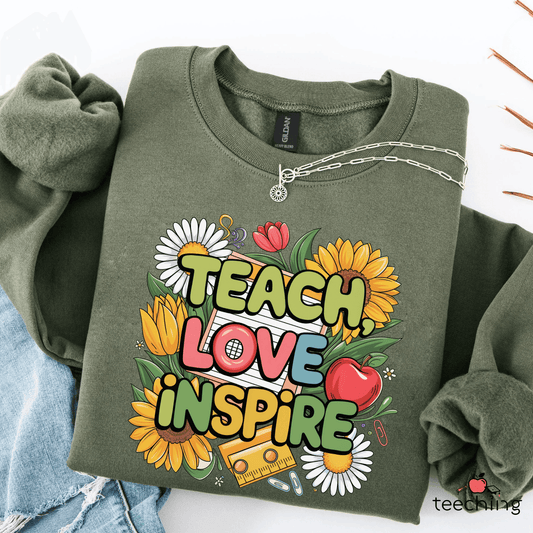 Teach Love Inspire Floral Teacher Sweater