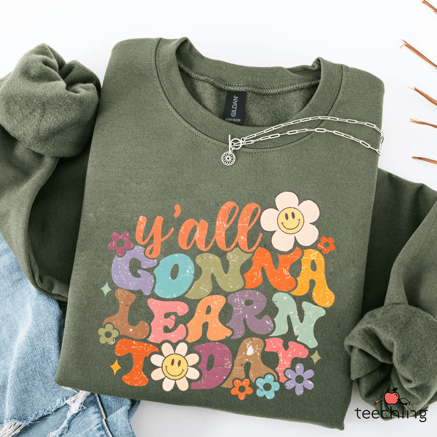 Y'all Gonna Learn Today Groovy Teacher Sweater