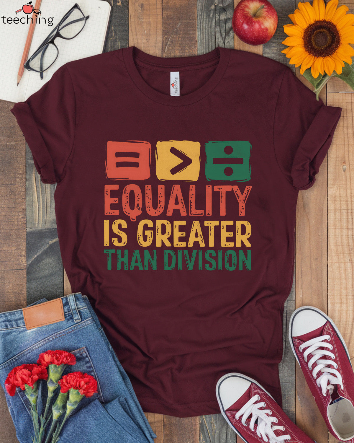 Equality Is Greater Than Division Math Symbol T-Shirt