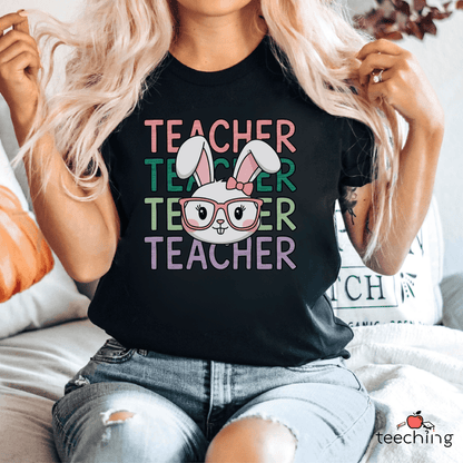 Teacher Bunny with Glasses T-shirt