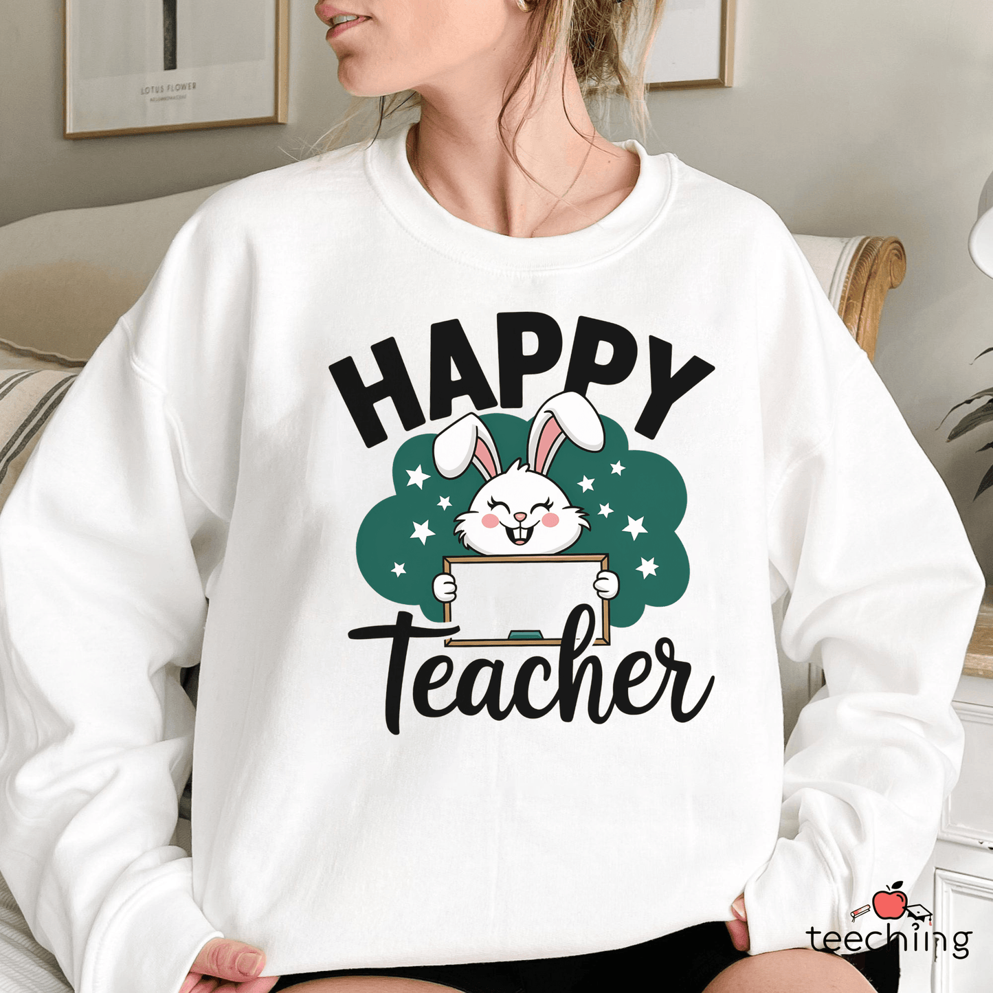 Happy Teacher Easter Bunny Sweater
