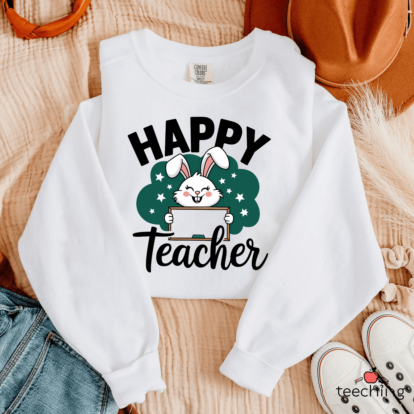 Happy Teacher Easter Bunny Sweater