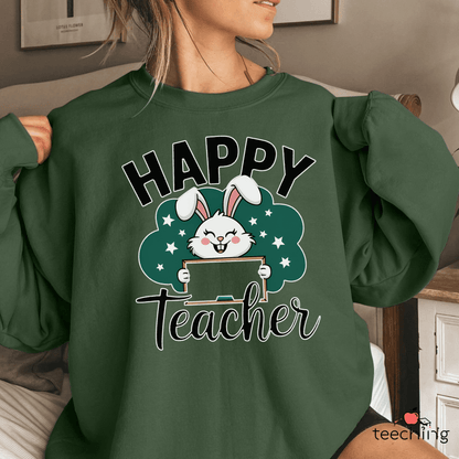 Happy Teacher Easter Bunny Sweater