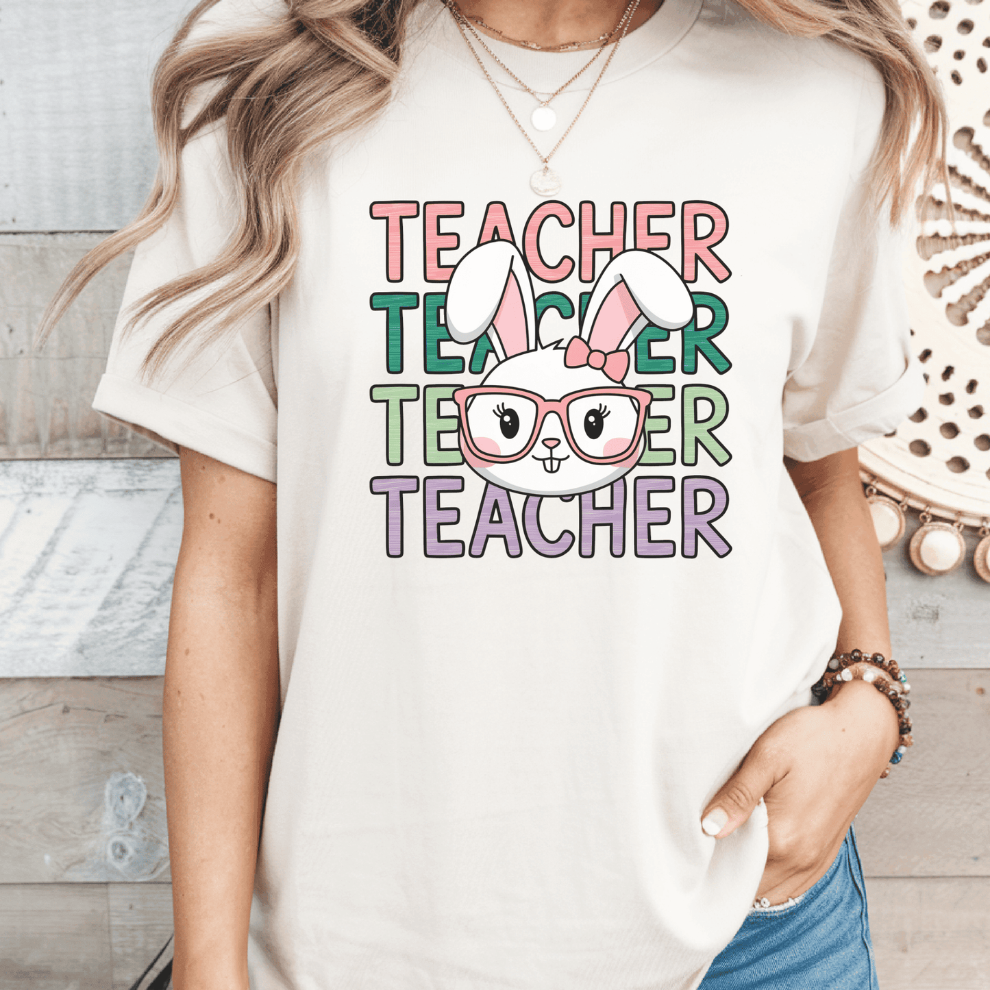 Teacher Bunny with Glasses T-shirt