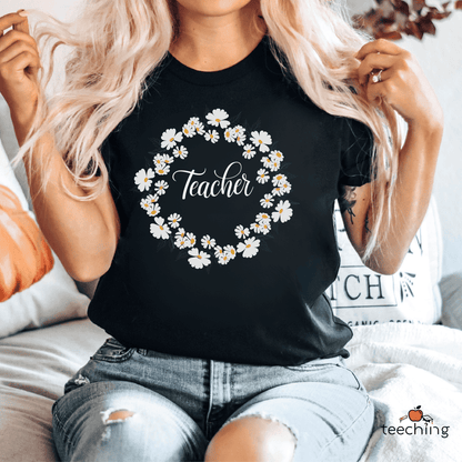 Floral Wreath Teacher T-Shirt