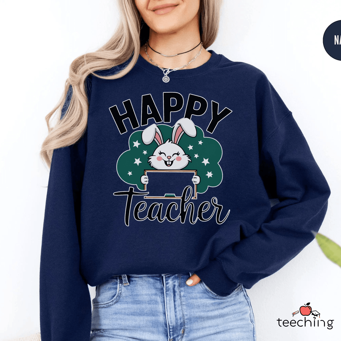 Happy Teacher Easter Bunny Sweater