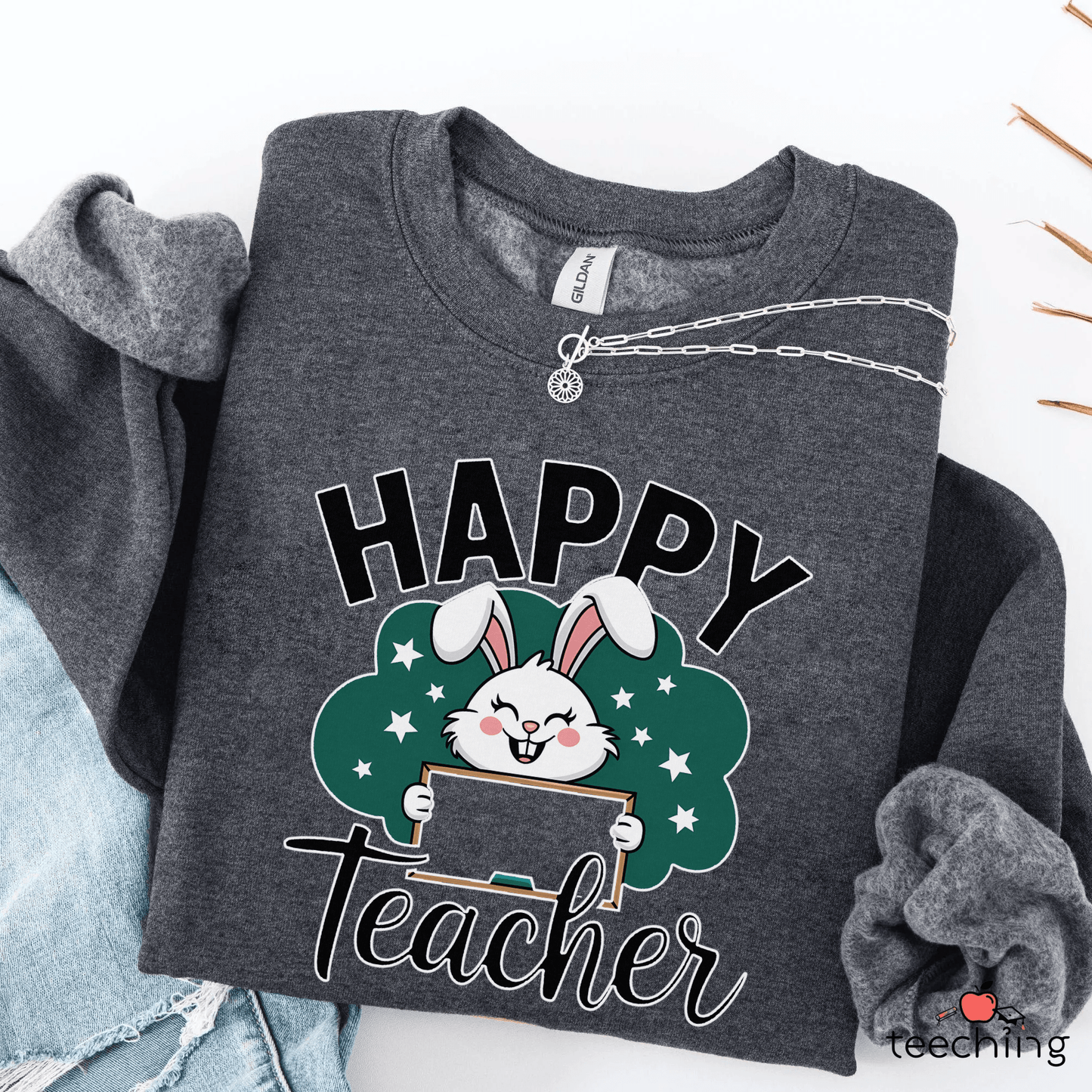 Happy Teacher Easter Bunny Sweater
