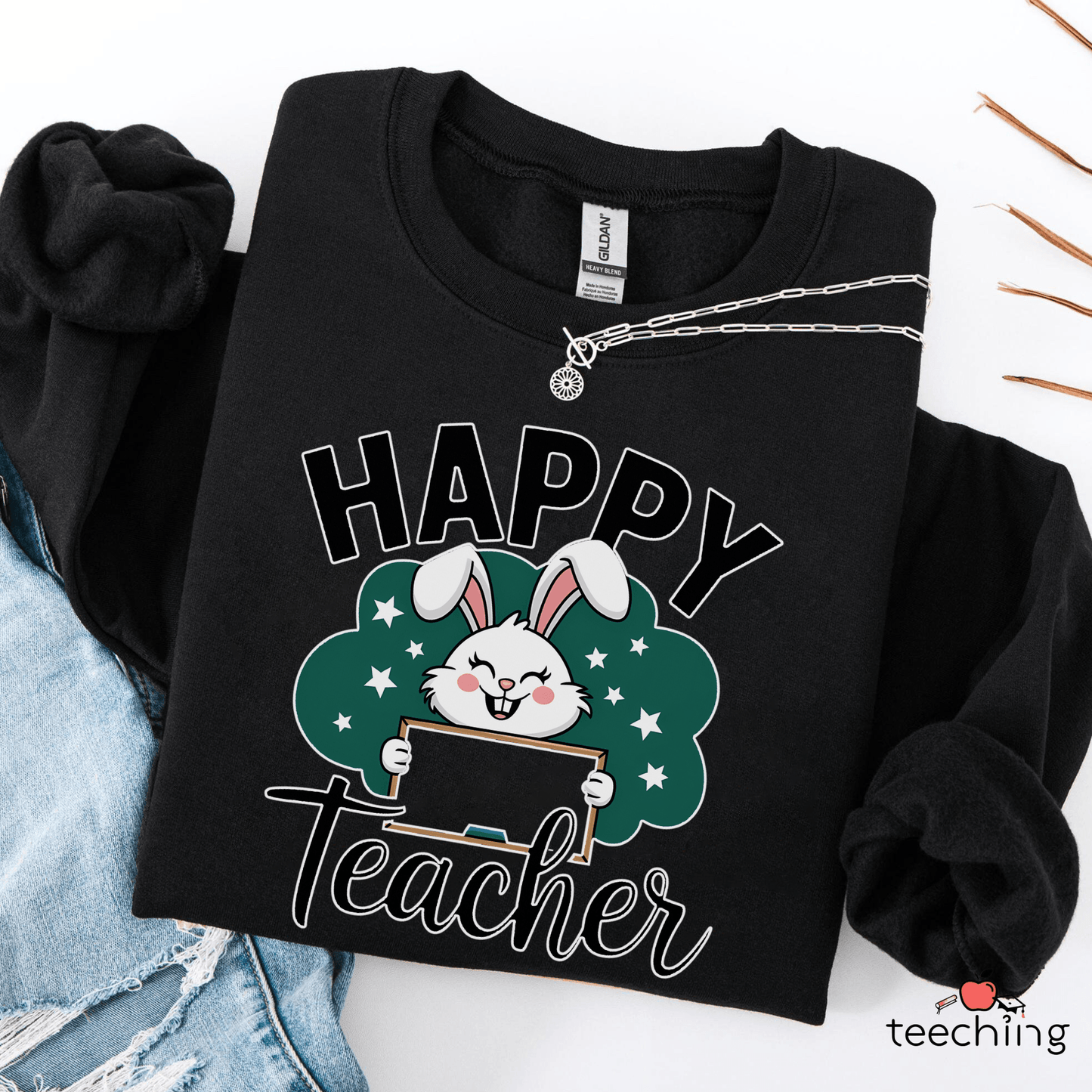 Happy Teacher Easter Bunny Sweater