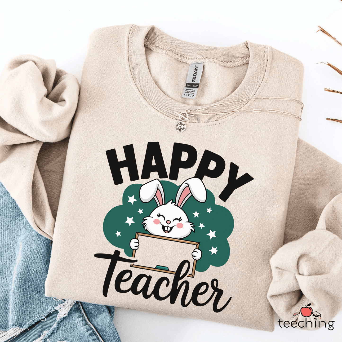 Happy Teacher Easter Bunny Sweater