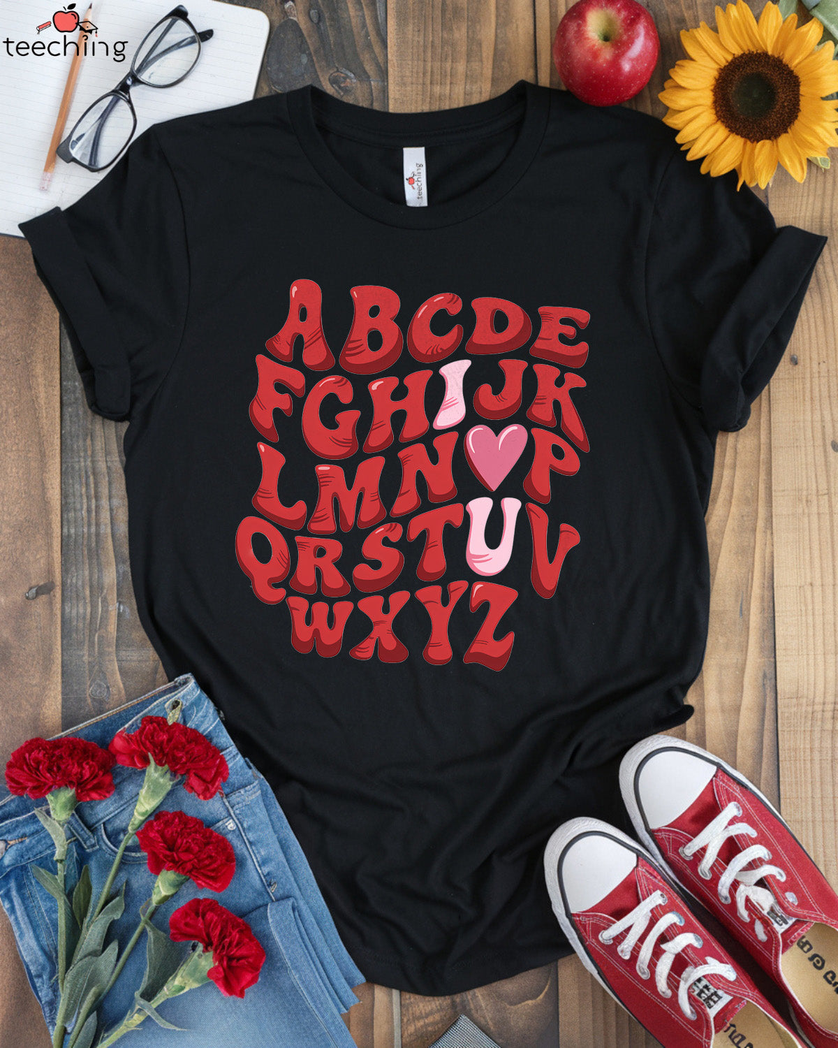 Alphabet Love Teacher T-shirt