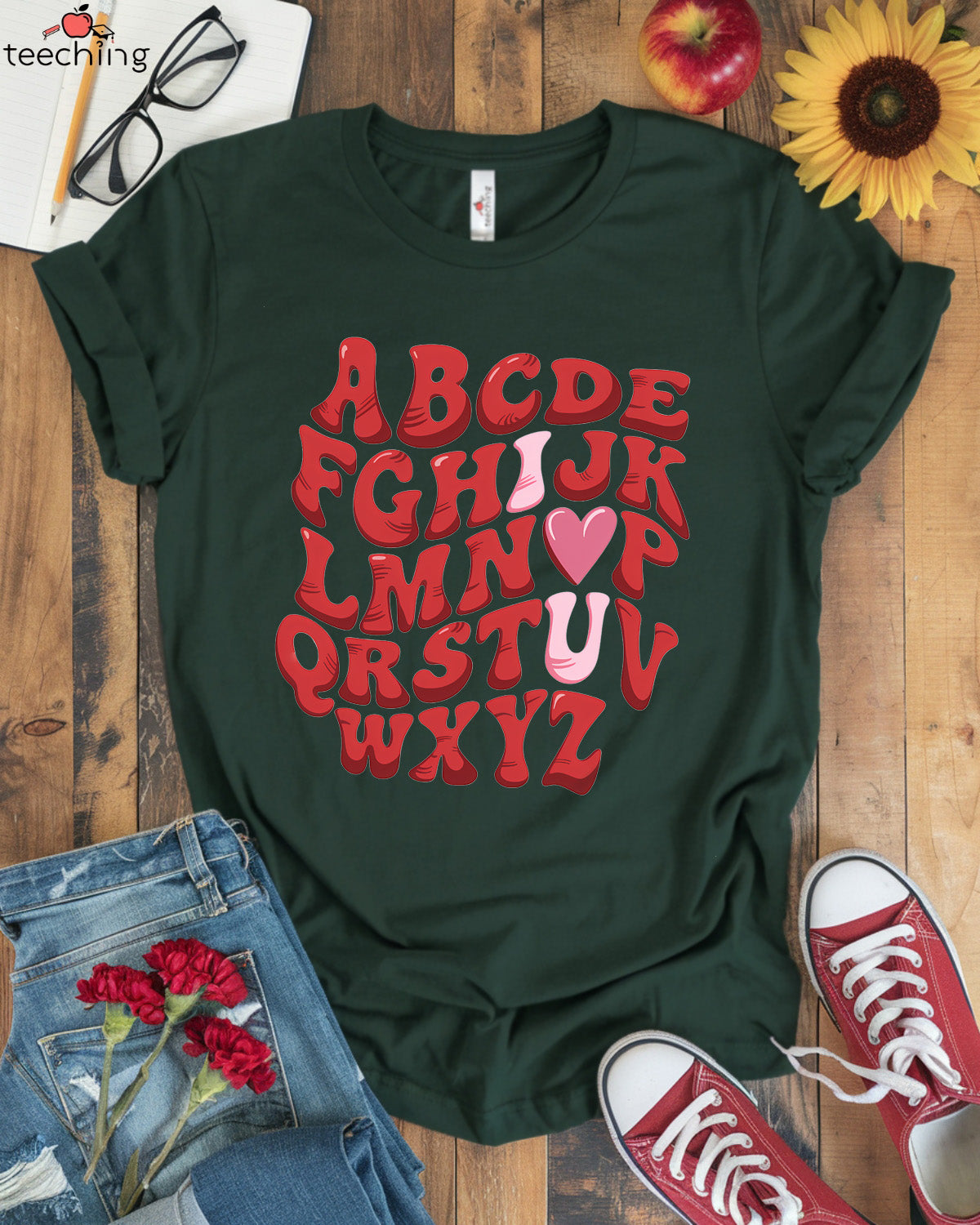 Alphabet Love Teacher T-shirt