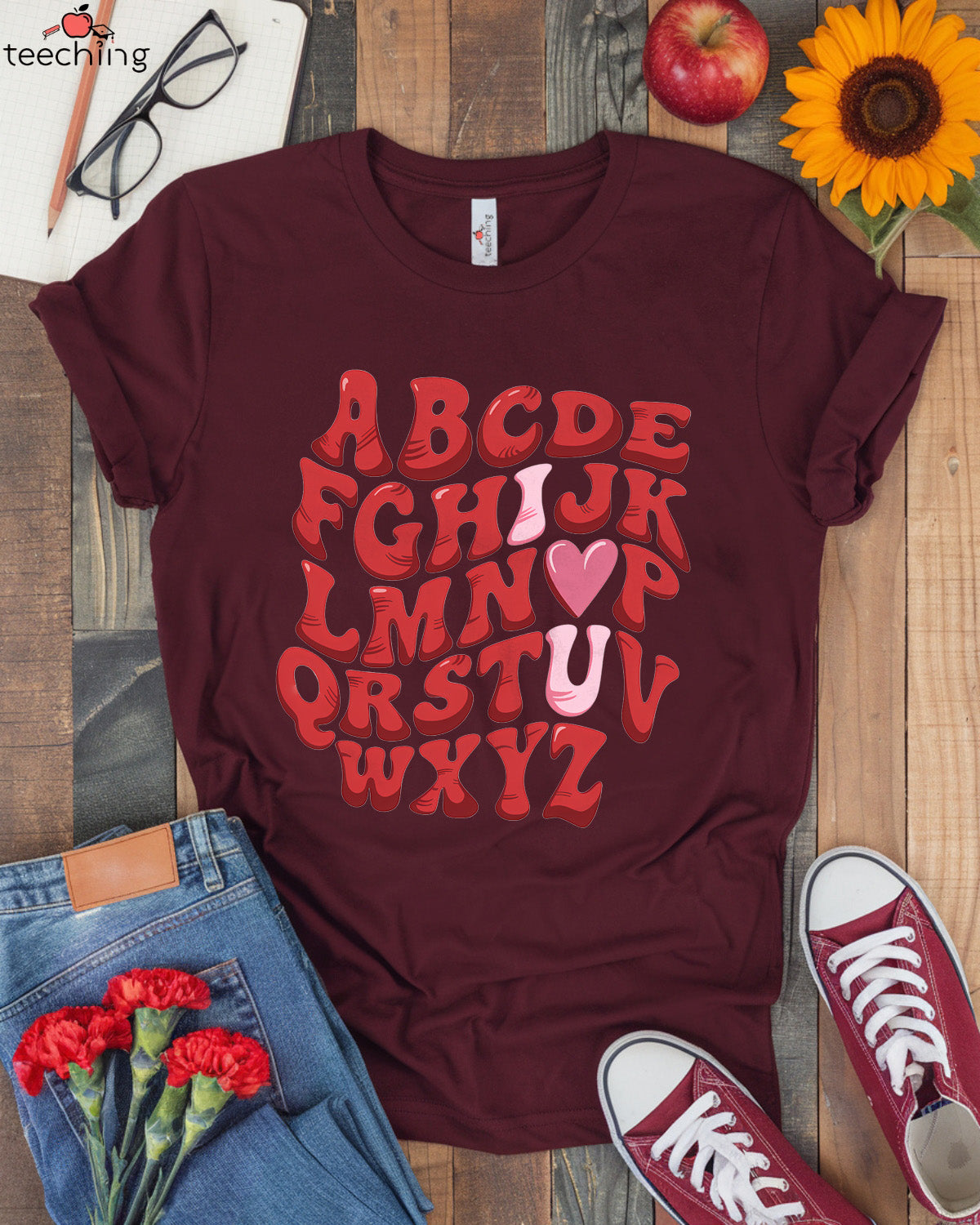 Alphabet Love Teacher T-shirt
