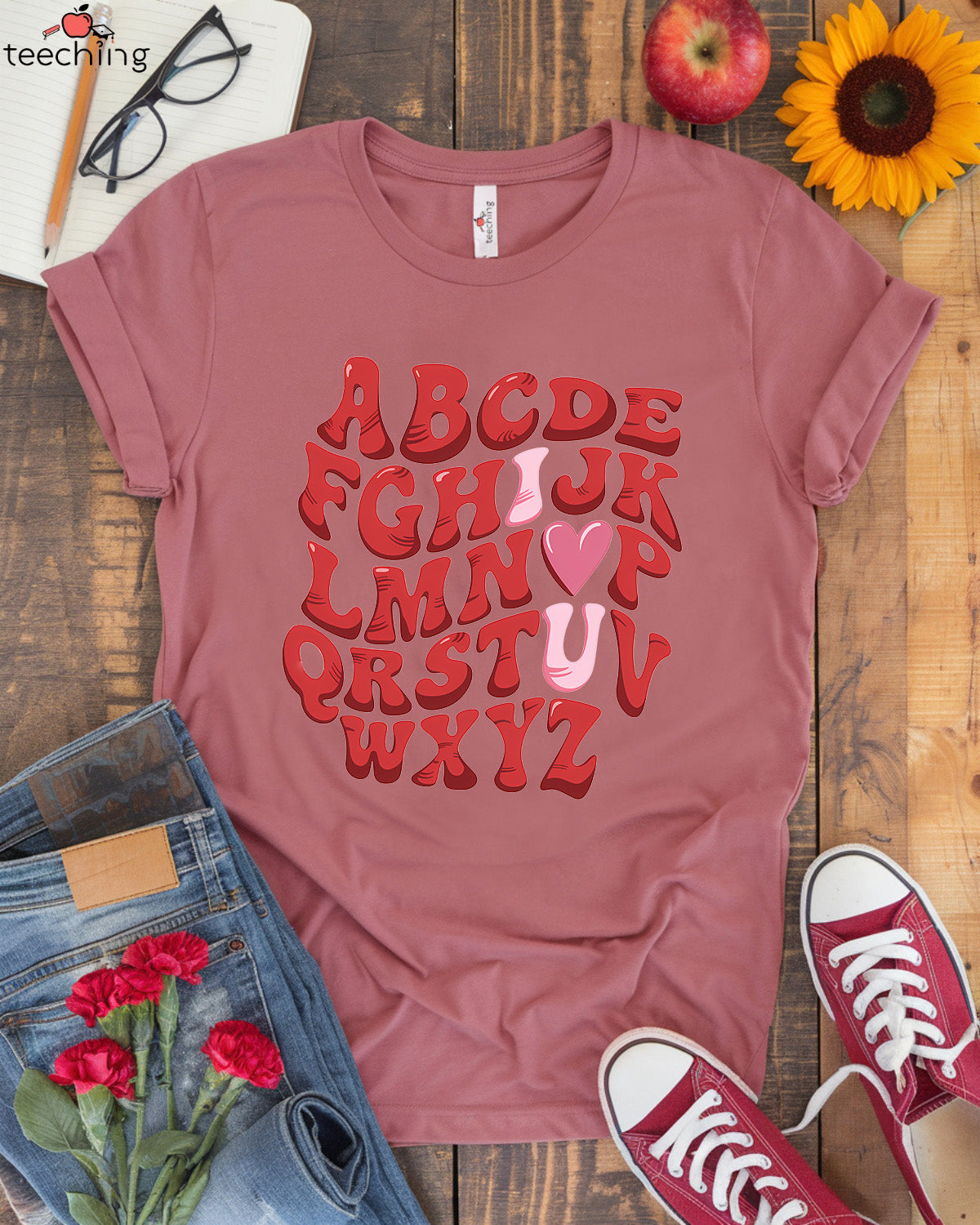 Alphabet Love Teacher T-shirt