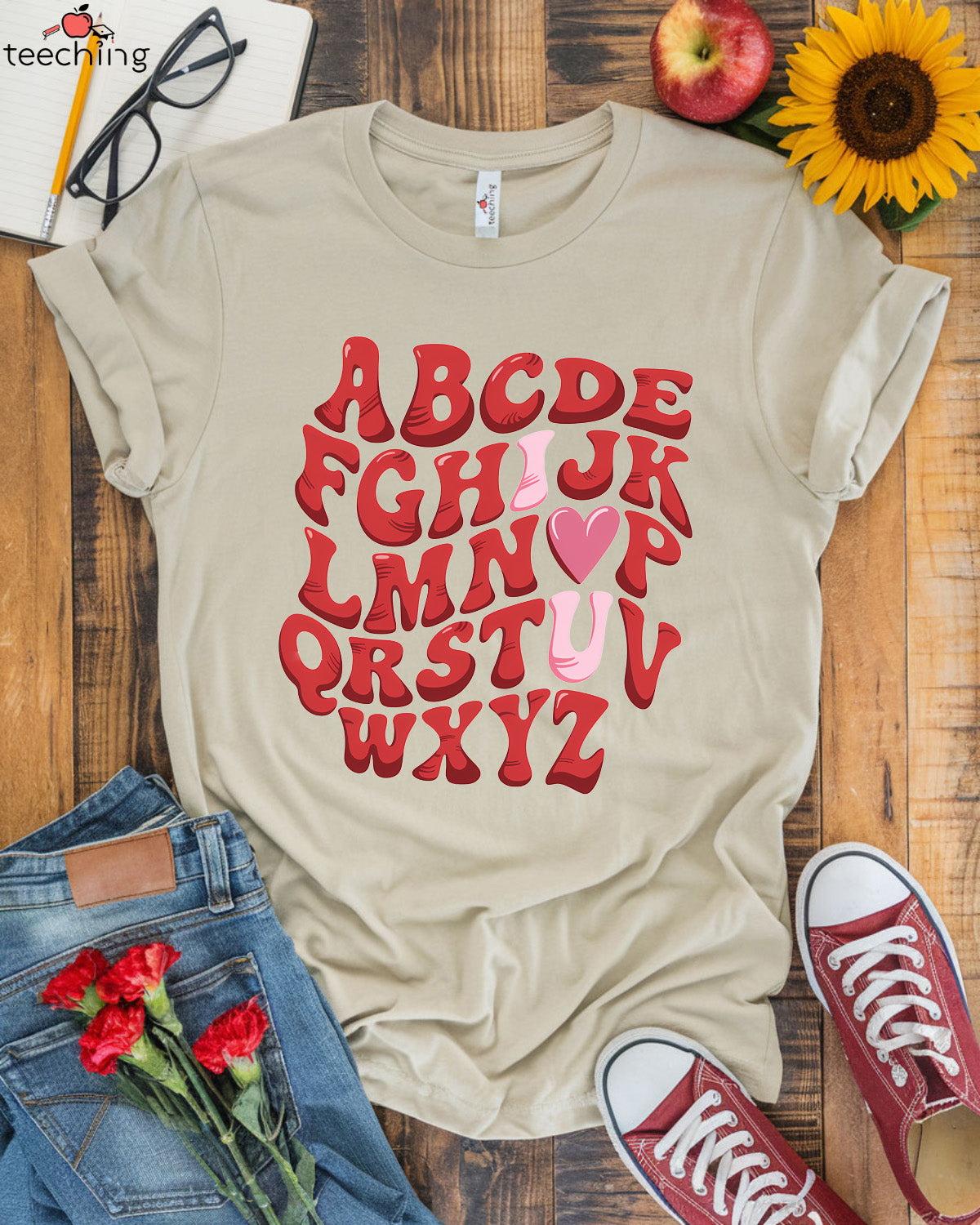 Alphabet Love Teacher T-shirt