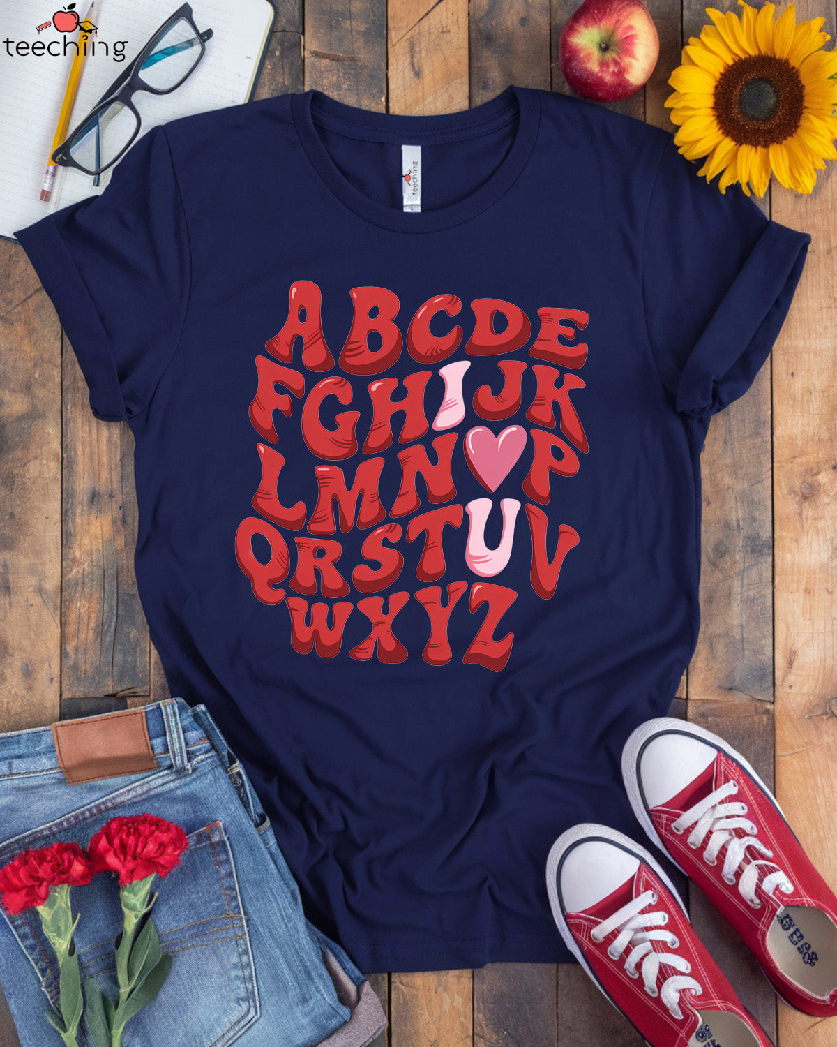 Alphabet Love Teacher T-shirt