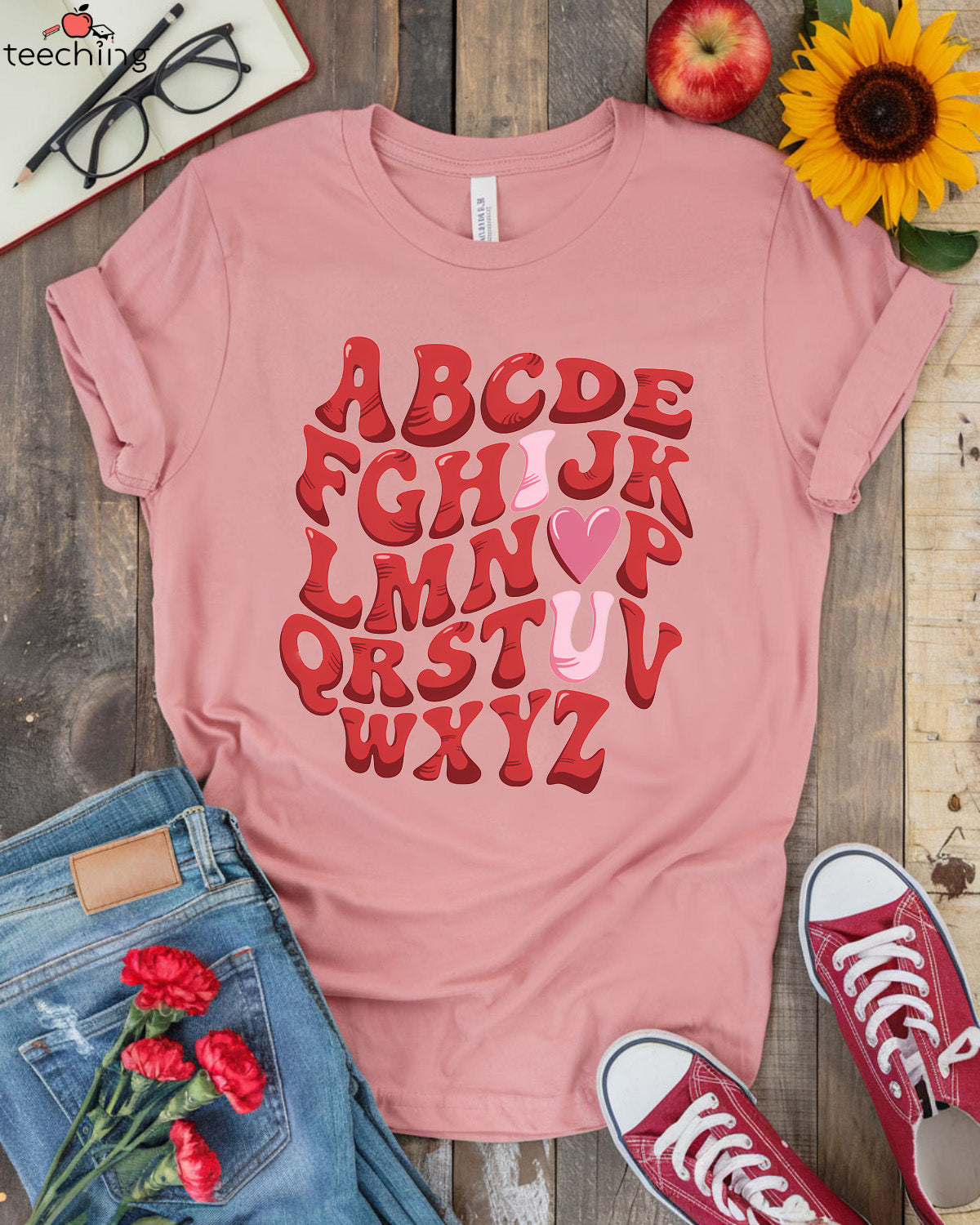 Alphabet Love Teacher T-shirt