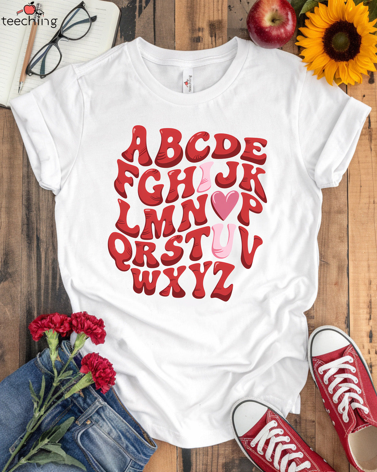 Alphabet Love Teacher T-shirt