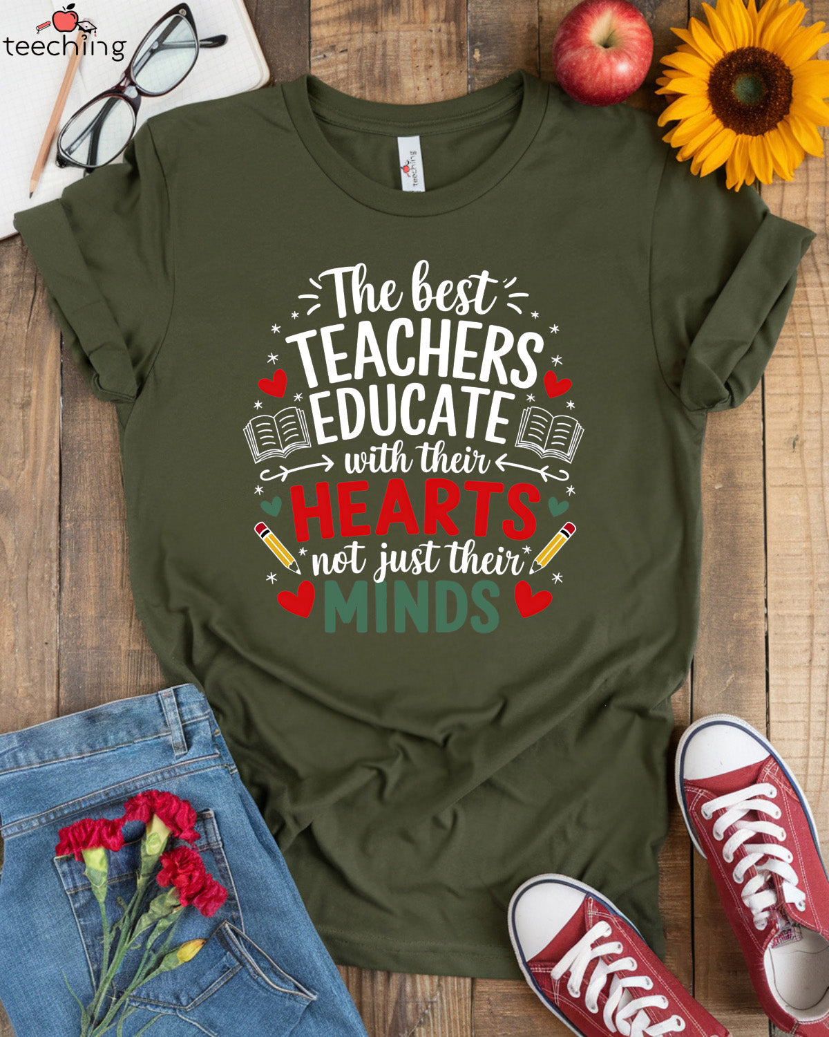 The Best Teachers Educate With Their Hearts T-shirt