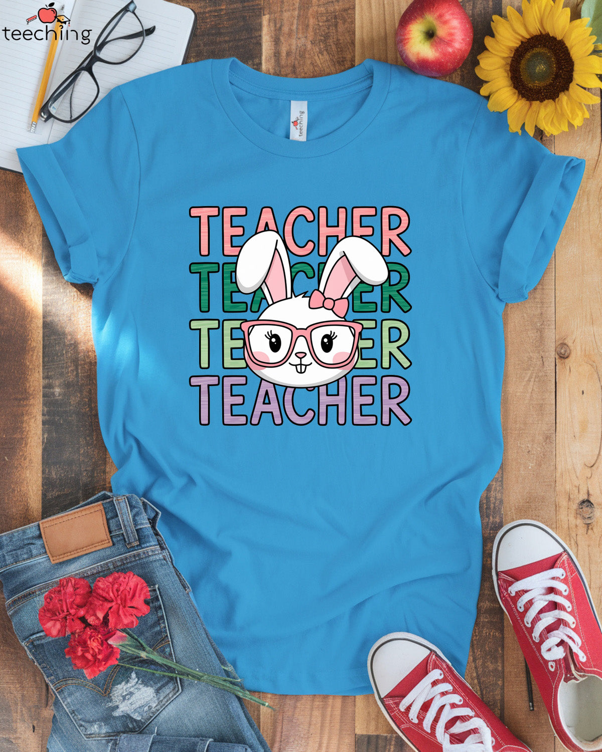 Teacher Bunny with Glasses T-shirt