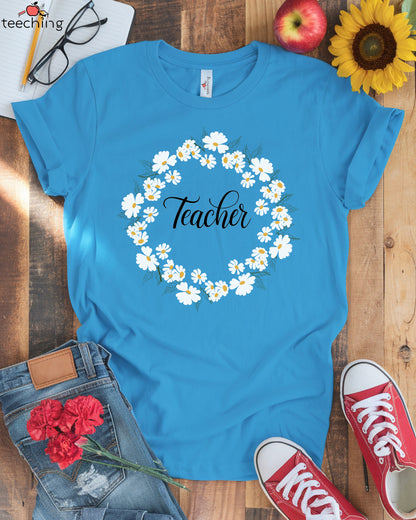 Floral Wreath Teacher T-Shirt