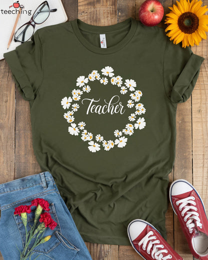 Floral Wreath Teacher T-Shirt