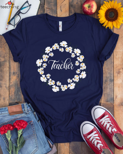 Floral Wreath Teacher T-Shirt