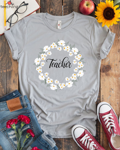 Floral Wreath Teacher T-Shirt