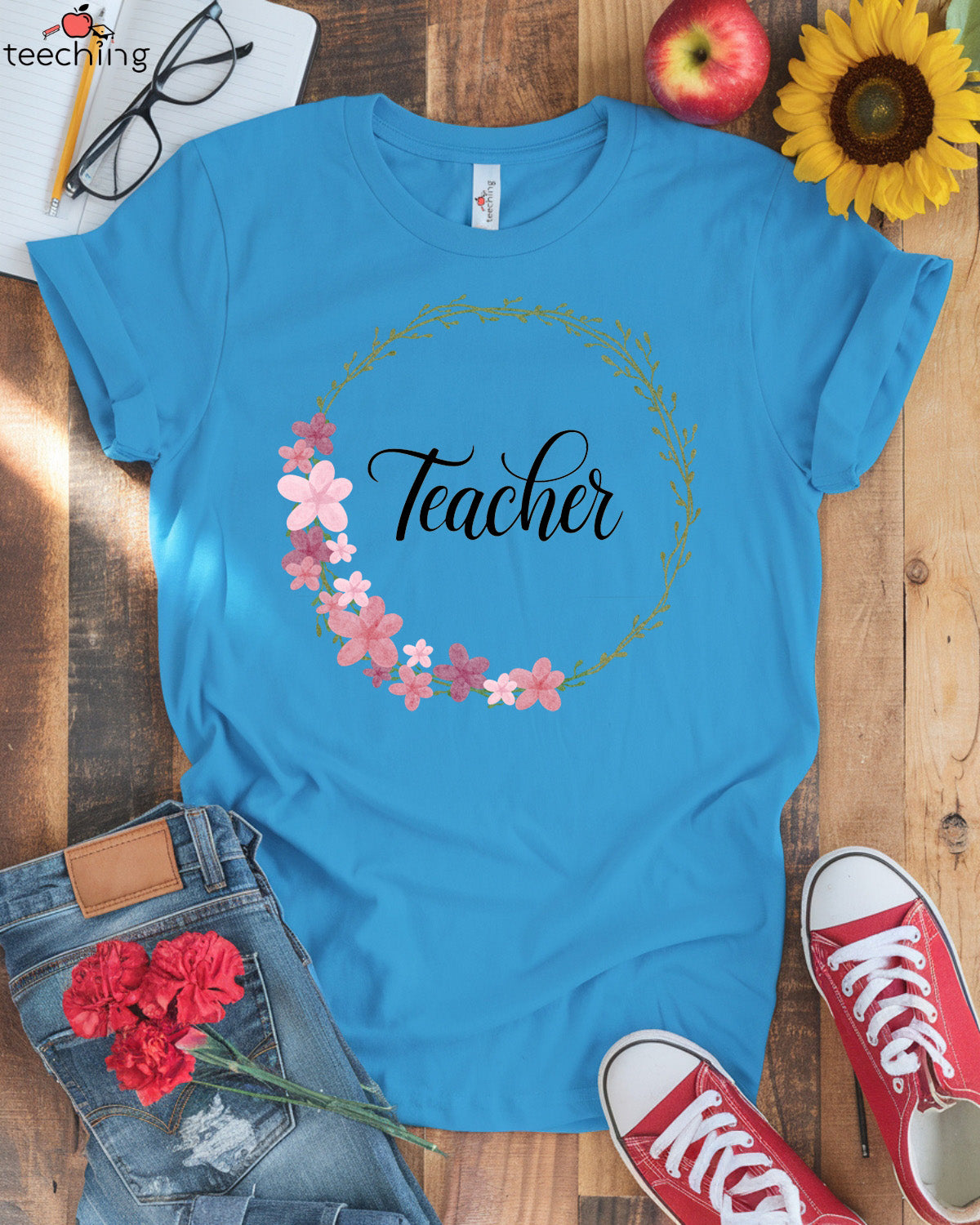 Elegant Floral Teacher T-Shirt