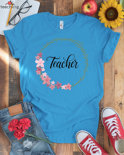 Elegant Floral Teacher T-Shirt