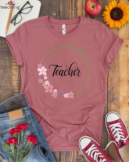Elegant Floral Teacher T-Shirt