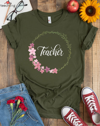 Elegant Floral Teacher T-Shirt
