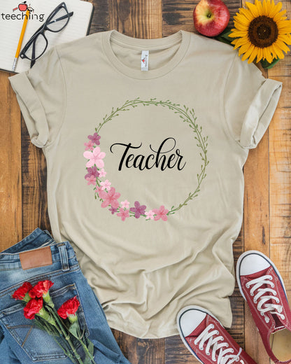 Elegant Floral Teacher T-Shirt