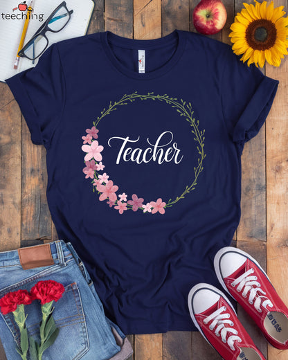 Elegant Floral Teacher T-Shirt