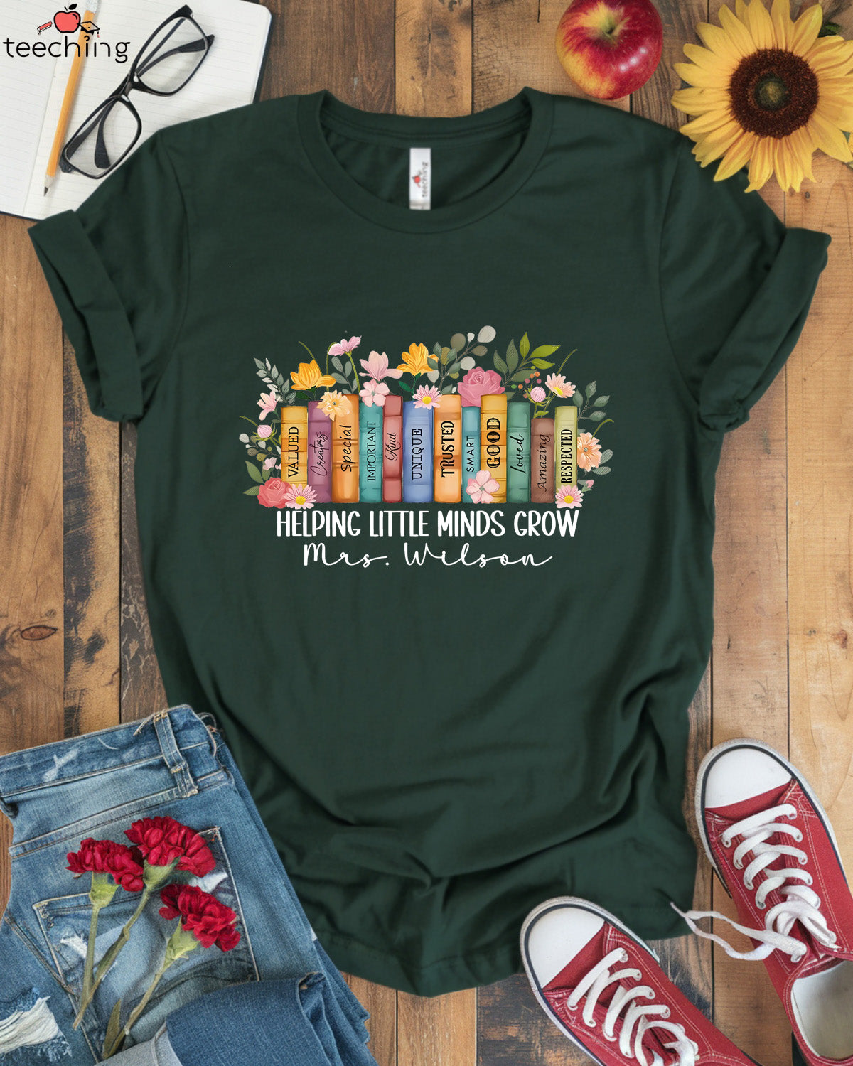 Personalized Teacher Helping Little Minds T-Shirt